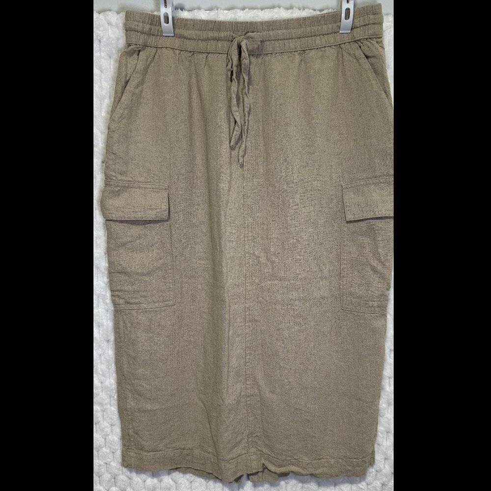 A New Day Women’s Linen Midi Skirt - M - Tan